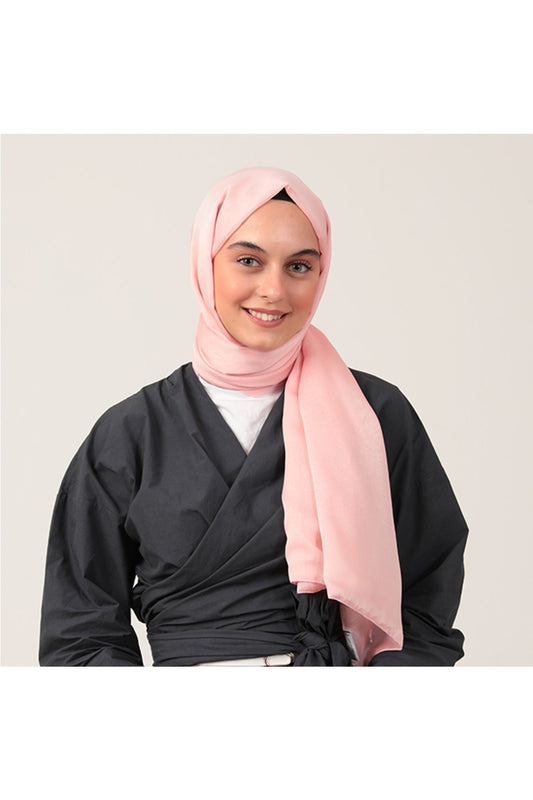 Janjanlı Şifon Şal - Şeker Pembe