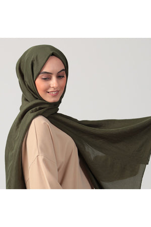 Pamuk Vual Şal - Haki Yeşili