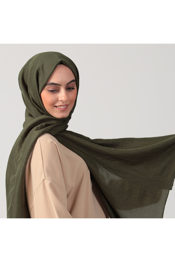 Pamuk Vual Şal - Haki Yeşili