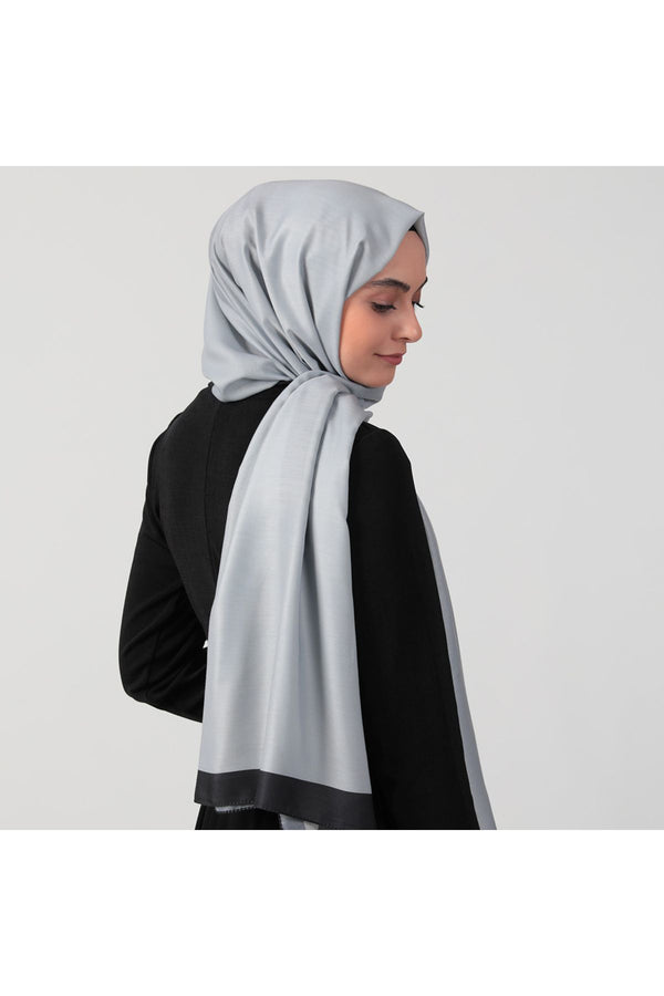 Pamuk İpek Şal - Düz Renk Şal - Gri