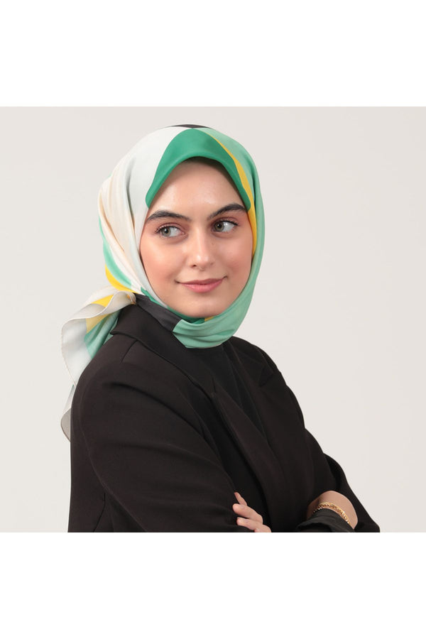 Pamuk İpek Eşarp - Elips Desen - Benetton Siyah