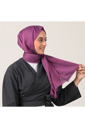 Janjanlı Şifon Şal - Eflatun