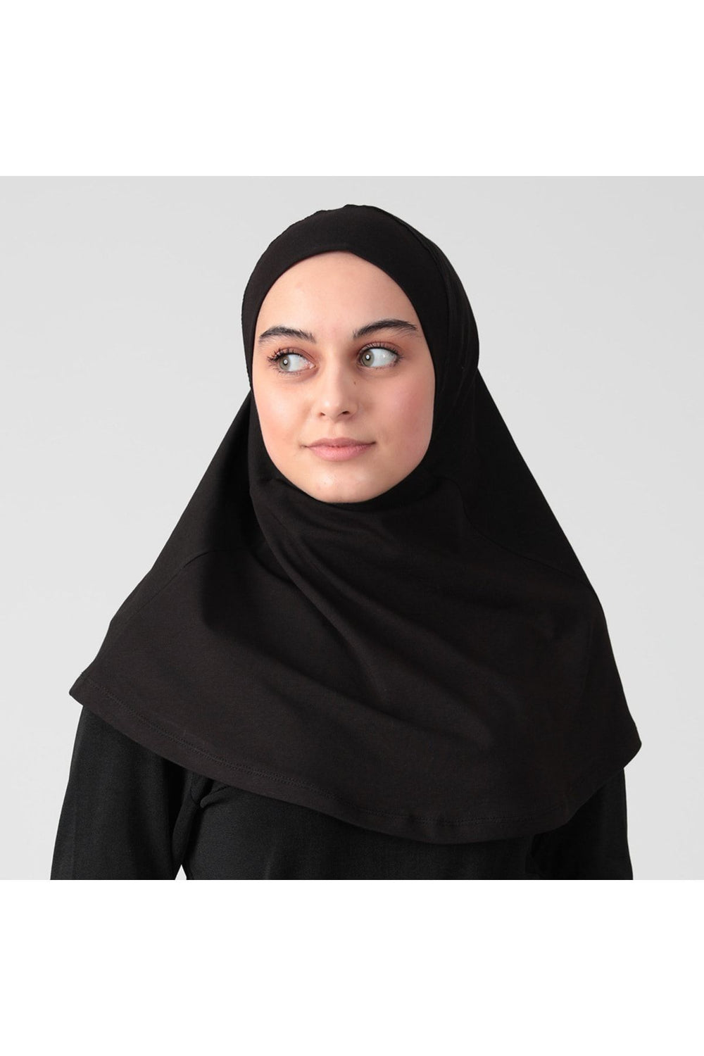 Boyunluklu Hijab Bone - Düz - Siyah