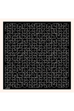 Pamuk İpek Eşarp - Geometrik Desen - Siyah