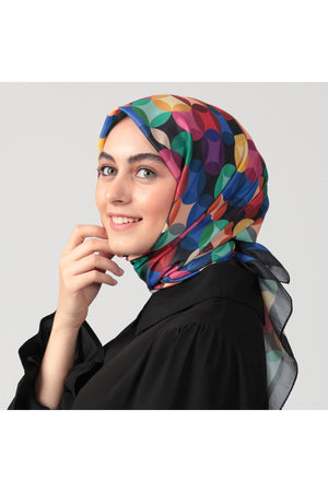 Pamuk Ipek Eşarp - Ring Desen - Renkli
