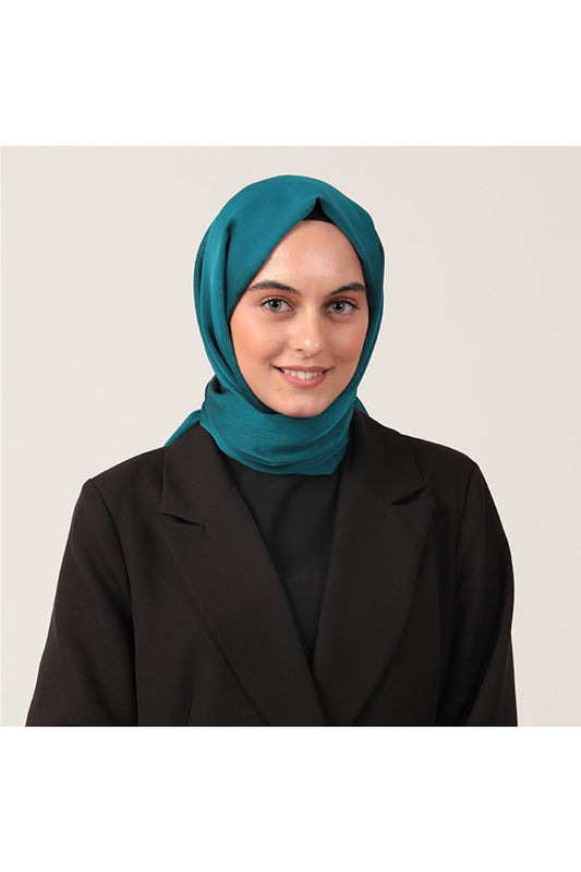 Janjanlı Şifon Şal - Petrol Yeşili