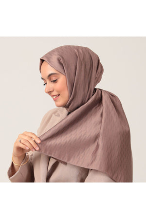 Yün İpek Şal - Dağ Desen - Mocha