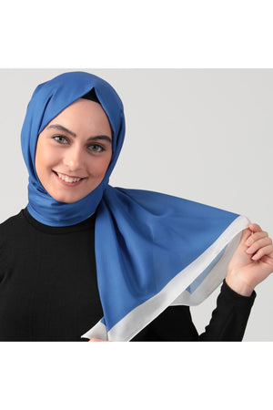 Pamuk Ipek Şal - Düz Renk Şal - Saks Mavi