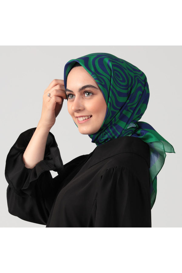 Pamuk İpek Eşarp - Helezon Desen - Benetton