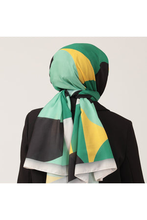 Pamuk İpek Şal - Elips Desen - Benetton Siyah