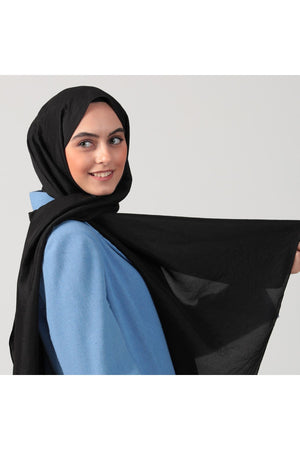 Pamuk Vual Şal - Siyah
