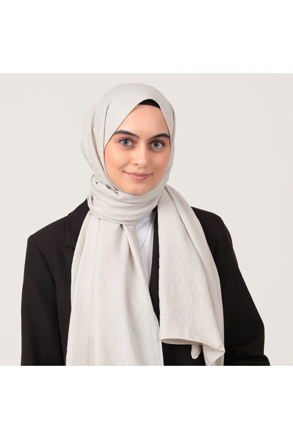 V Desen Fresh Cotton Şal - Açık Gri