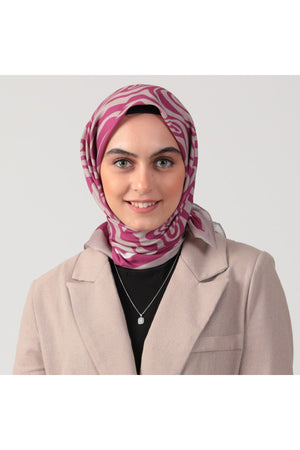 Pamuk İpek Eşarp - Helezon Desen - Mürdüm