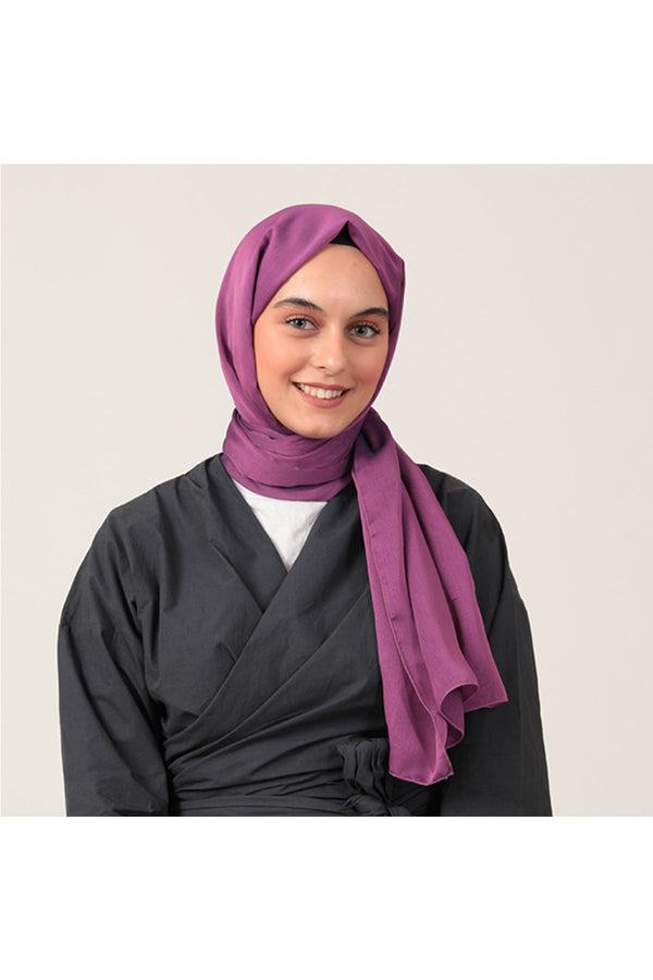 Janjanlı Şifon Şal - Eflatun