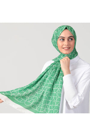 Pamuk İpek Şal - Geometrik Desen - Benetton