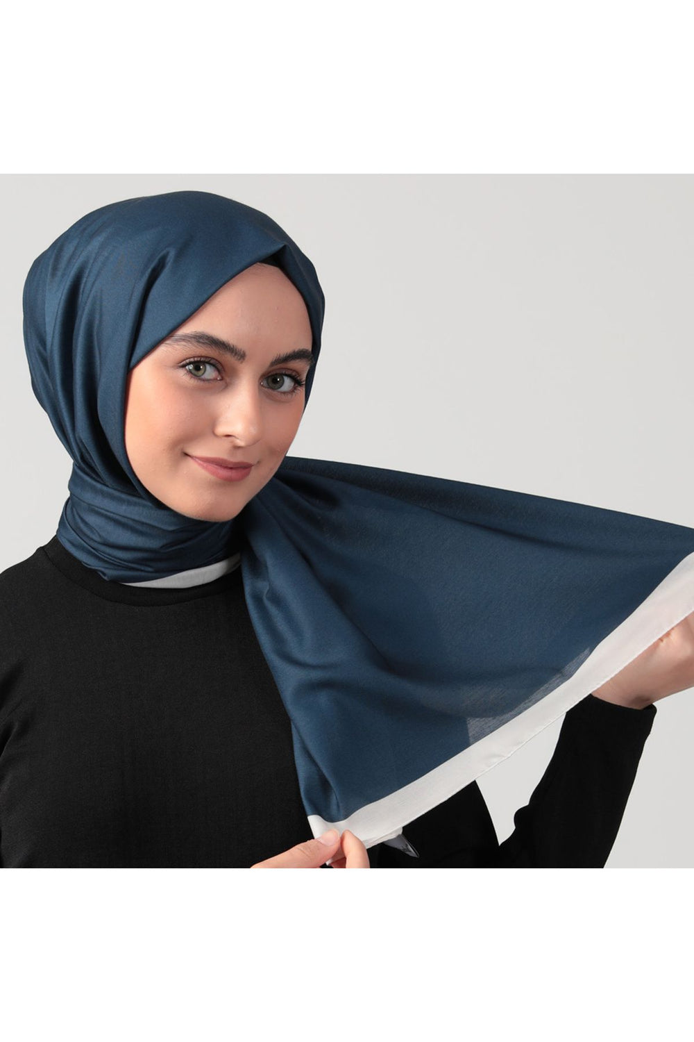 Pamuk İpek Şal - Düz Renk Şal - Lacivert