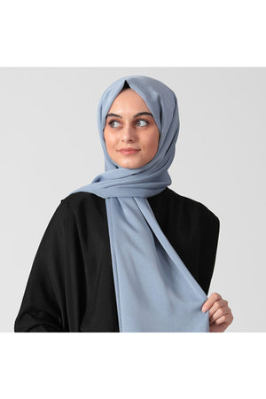 Janjanlı Şifon Şal - Buz Mavisi