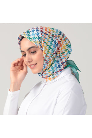 Pamuk İpek Eşarp - Kazayağı Desen - Benetton