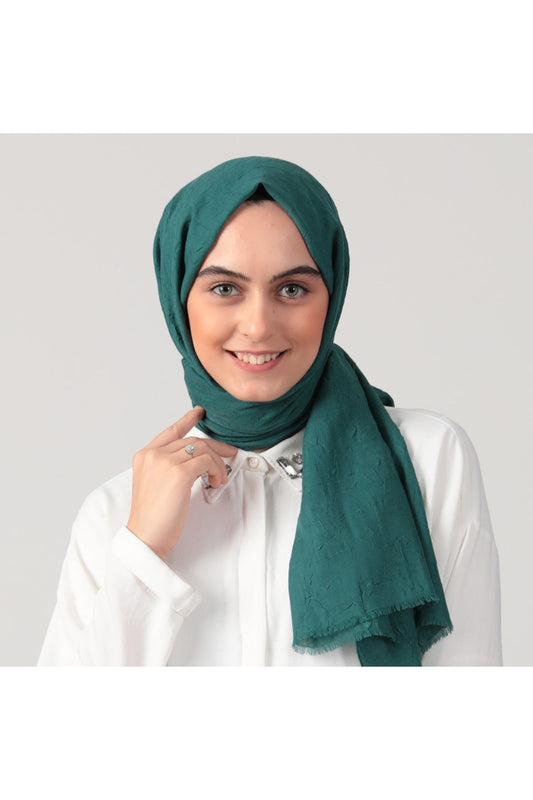 Pamuk Kraş Şal - Zümrüt Yeşili