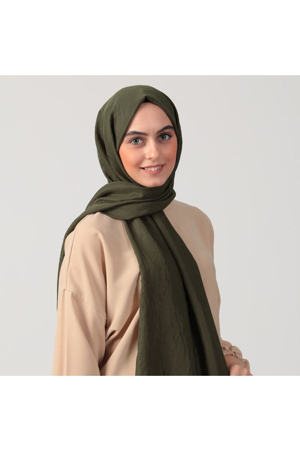 Pamuk Vual Şal - Haki Yeşili