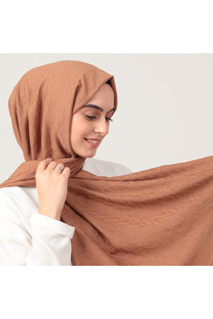 V Desen Fresh Cotton Şal - Tarçın