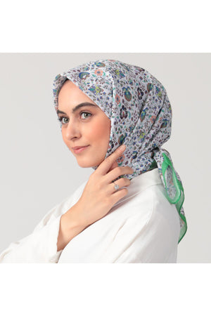 Pamuk İpek Eşarp - Çini Desen - Benetton