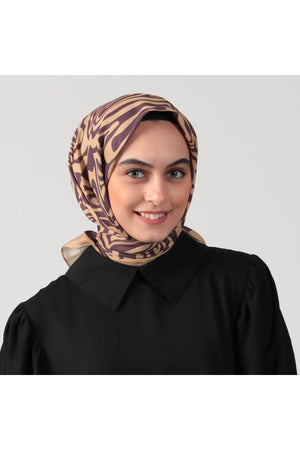 Pamuk İpek Eşarp - Helezon Desen - Camel