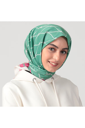 Pamuk Ipek Eşarp - Dalga Desen - Fıstık