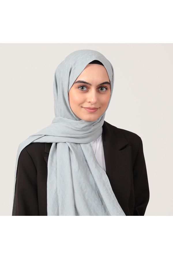 V Desen Fresh Cotton Şal - Buz Mavisi