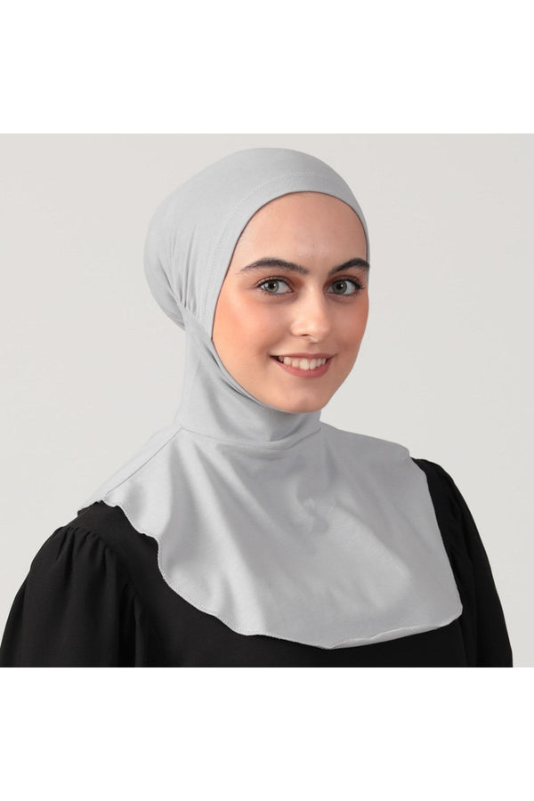 Boyunluklu Hijab Bone - Özel Üretim - Gri