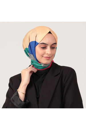 Pamuk İpek Şal - Asimetrik Desen - Benetton