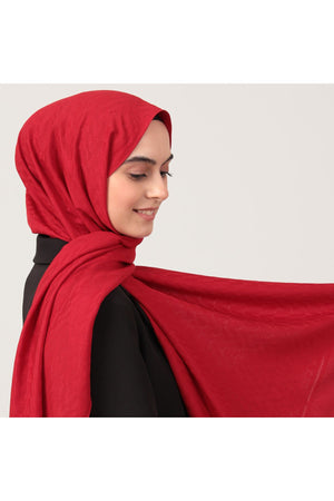 V Desen Fresh Cotton Şal - Kırmızı