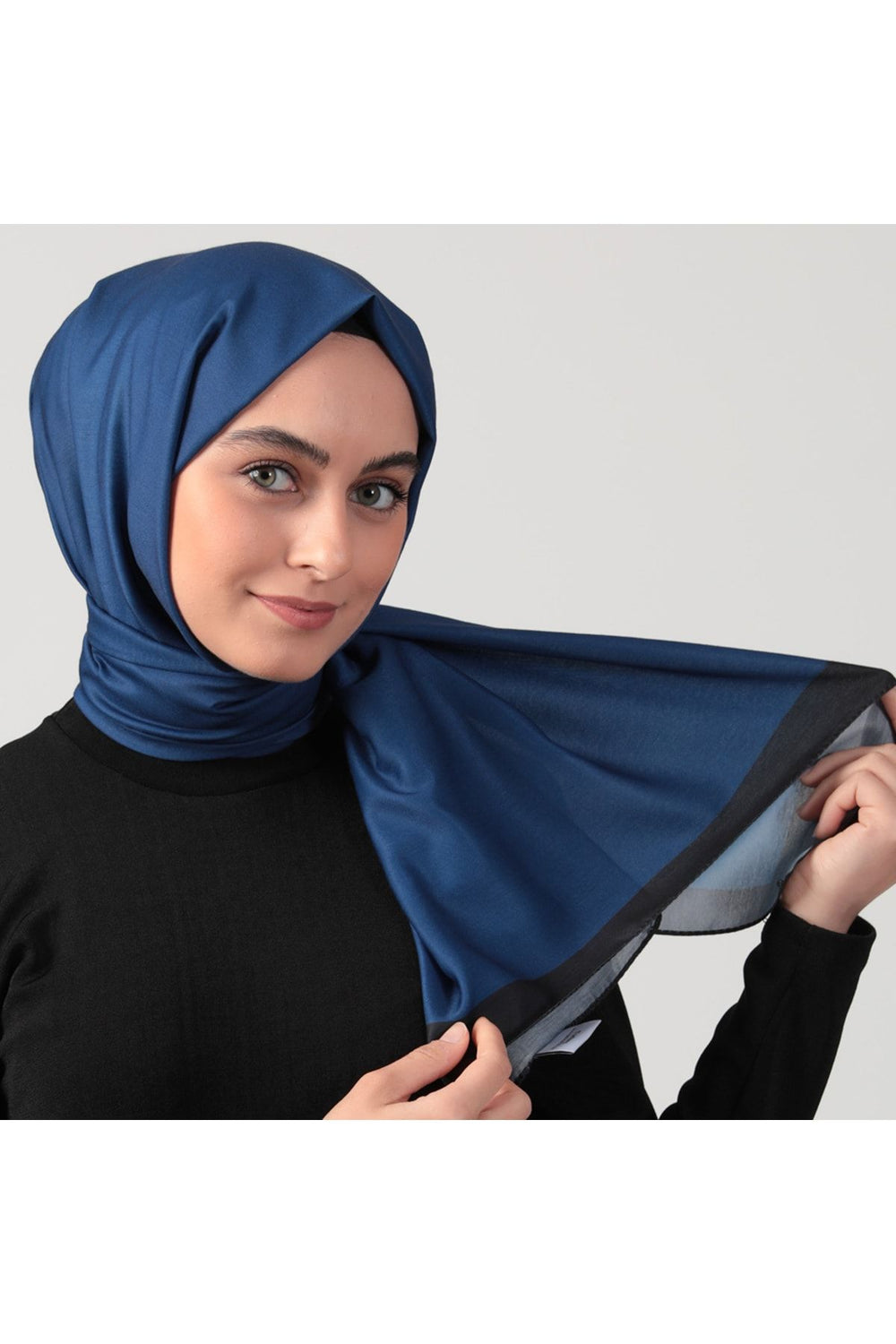Pamuk Ipek Şal - Düz Renk Şal - Parlament Mavi