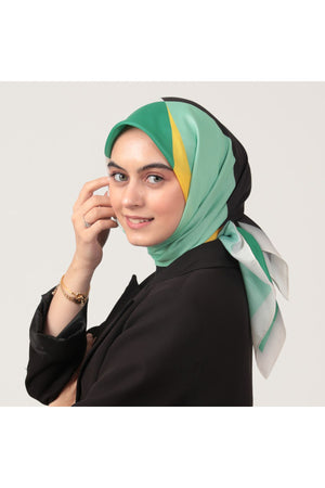 Pamuk İpek Eşarp - Elips Desen - Benetton Siyah