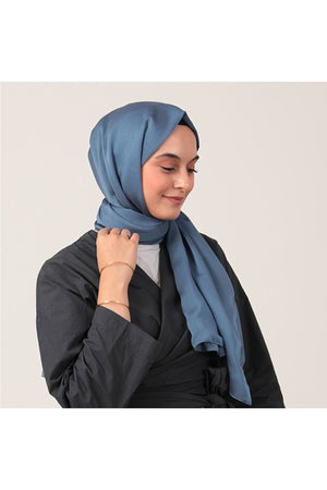 Janjanlı Şifon Şal - Mavi