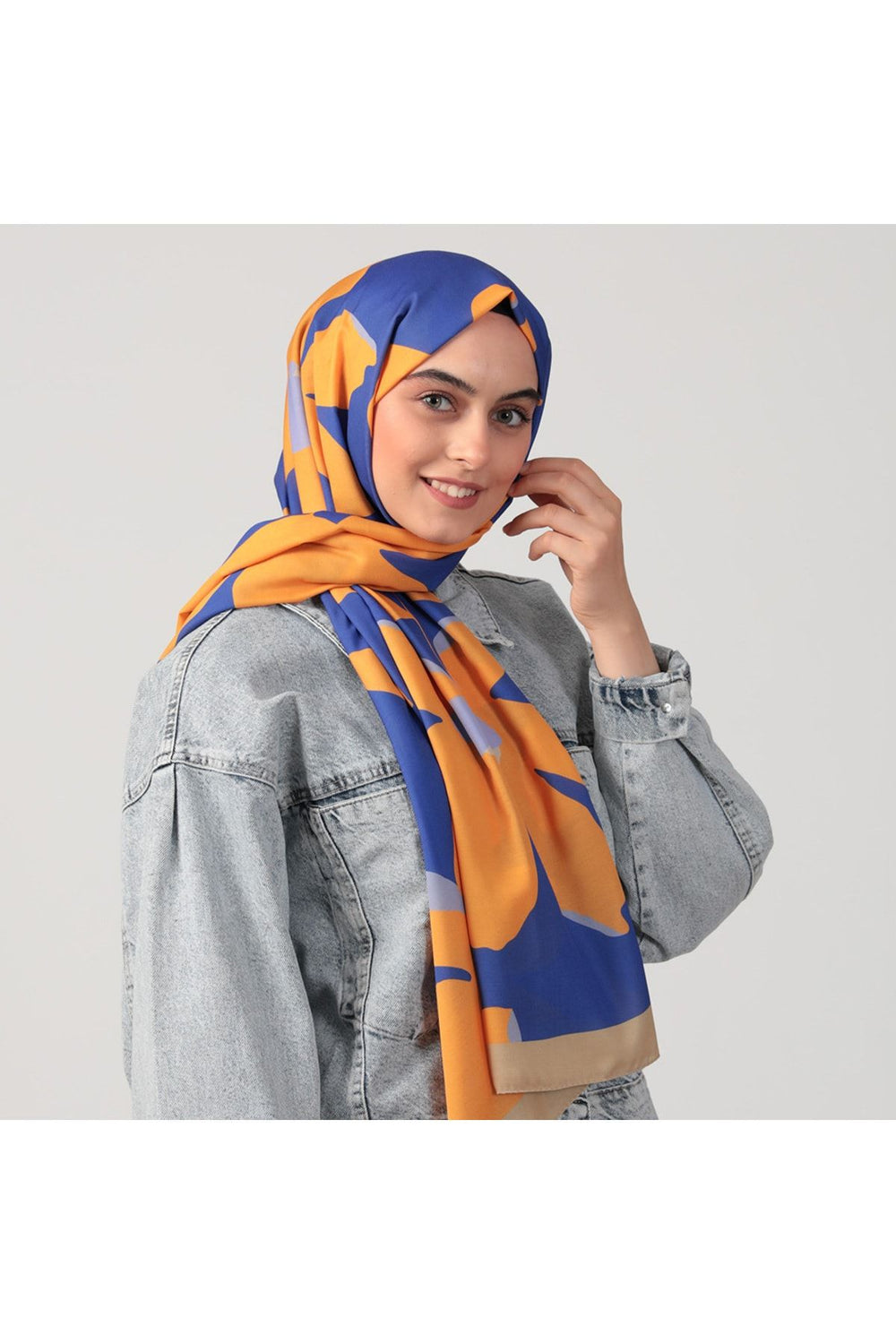 Pamuk İpek Şal - Açelya Desen - Orange