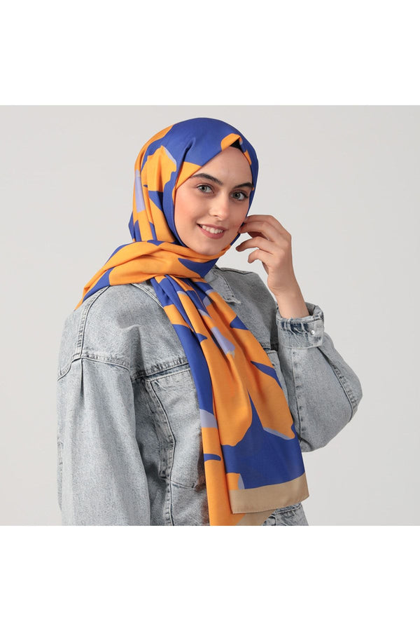 Pamuk İpek Şal - Açelya Desen - Orange
