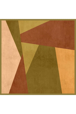 Pamuk İpek Eşarp - Asimetrik Desen - Yağ Yeşili