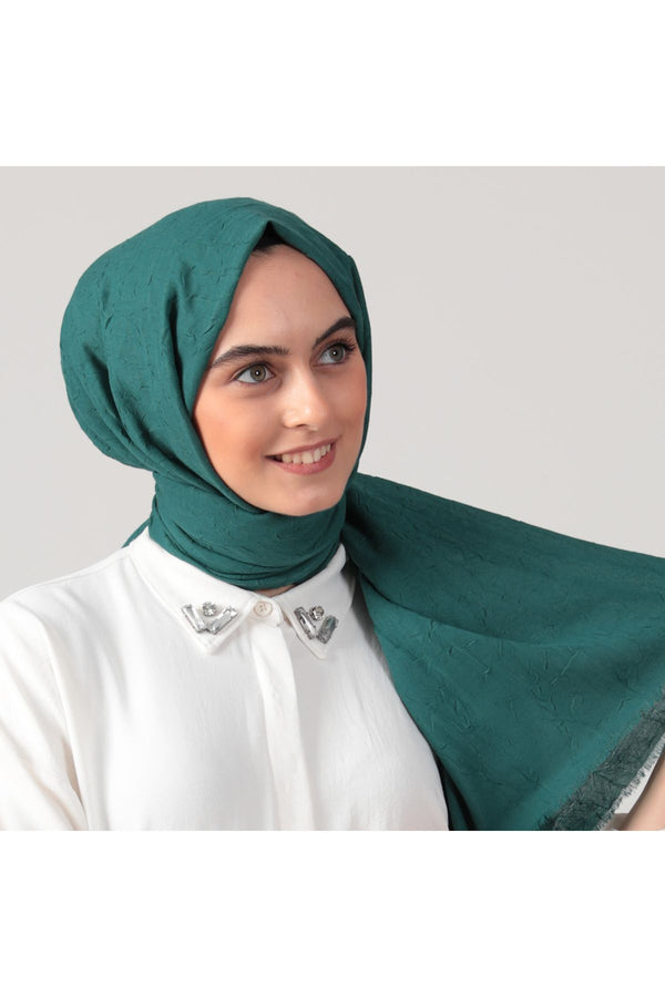 Pamuk Kraş Şal - Zümrüt Yeşili