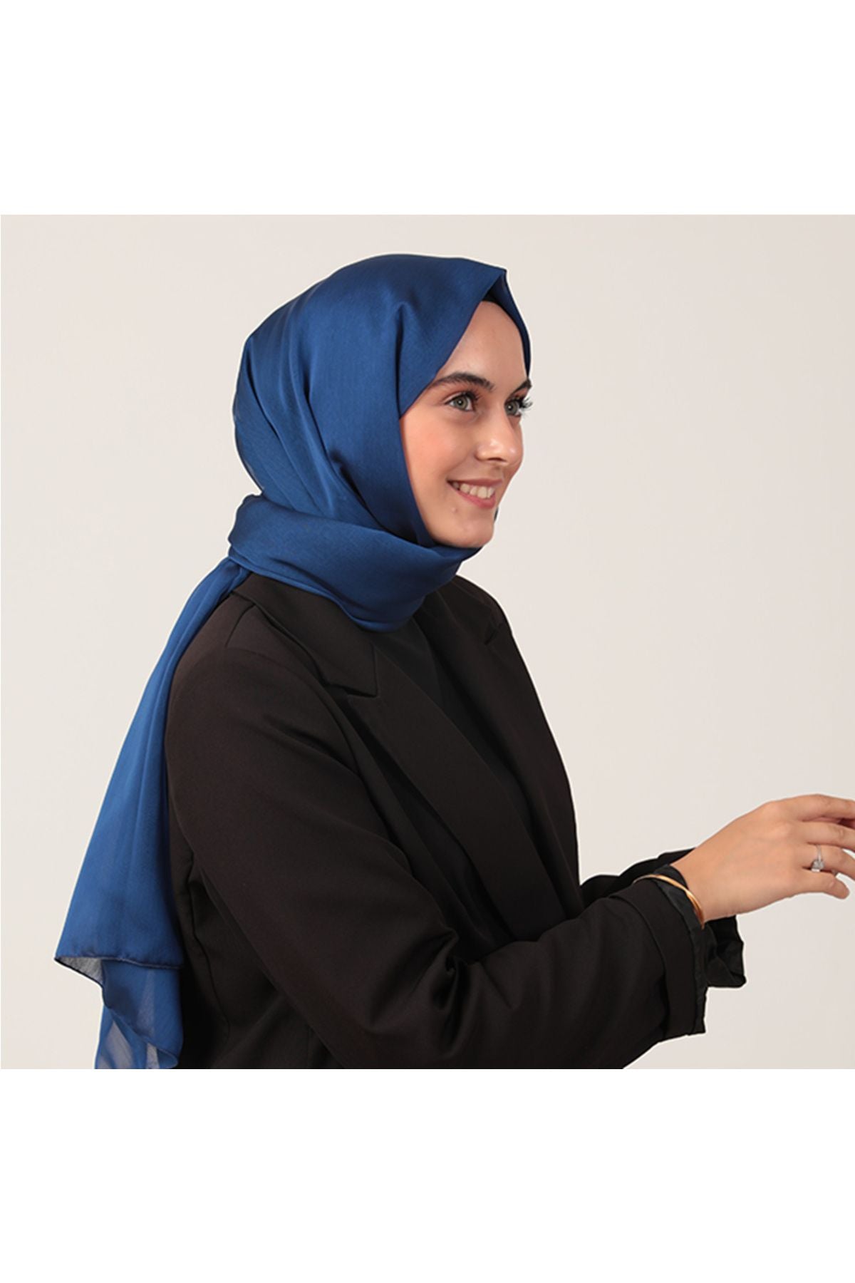 Janjanlı Şifon Şal - Saks Mavisi