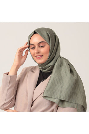 Yün İpek Şal - Dağ Desen - Çağla Yeşili