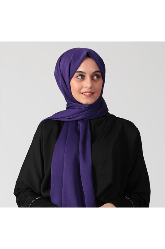 Janjanlı Şifon Şal - Morcivert