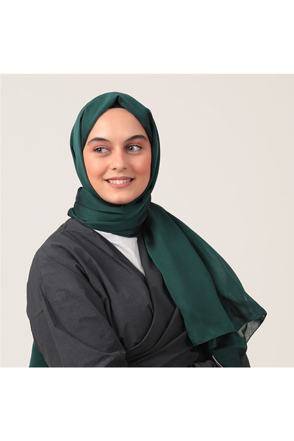 Janjanlı Şifon Şal - Çam Yeşili