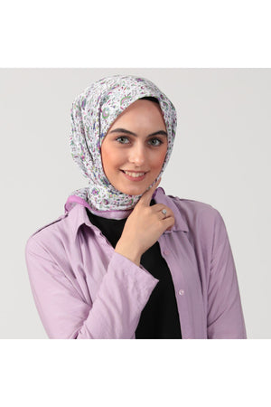 Pamuk İpek Eşarp - Çini Desen - Lila