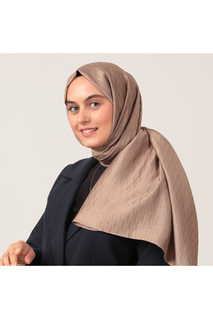 Yün İpek Şal - Dağ Desen - Sütlü Kahve