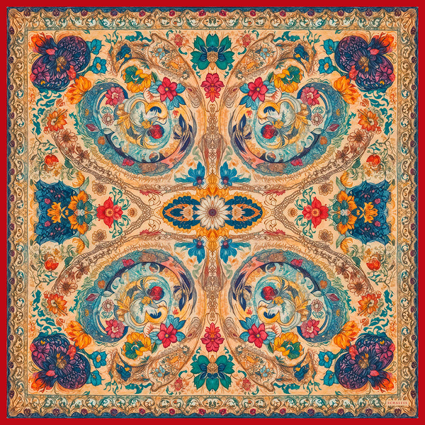 Efilia Desenli Eşarp - Çiçek Tahtı - Sarı