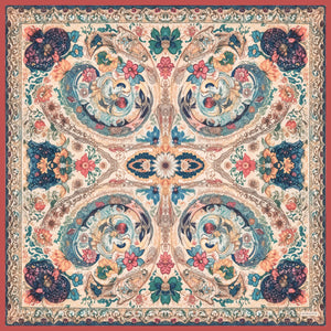 Efilia Desenli Eşarp - Çiçek Tahtı - Pudra