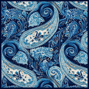 Efilia Desenli Eşarp - Kozmik Paisley - Lacivert