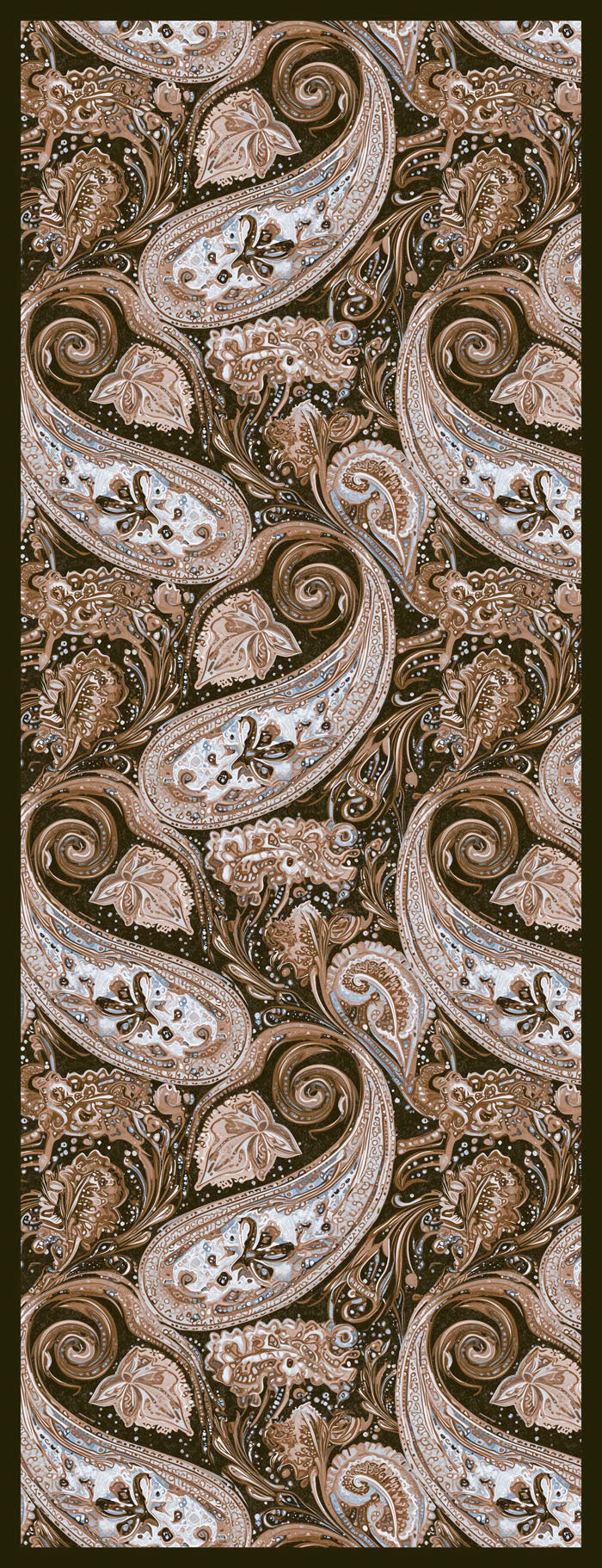 Efilia Desenli Şal - Kozmik Paisley - Kahverengi