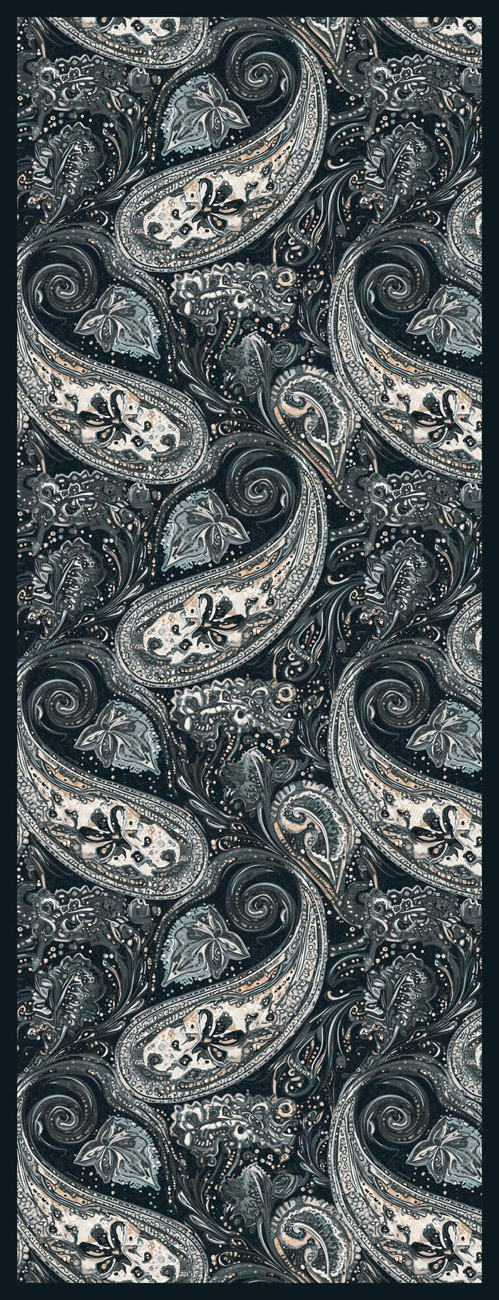 Efilia Desenli Şal - Kozmik Paisley - Siyah